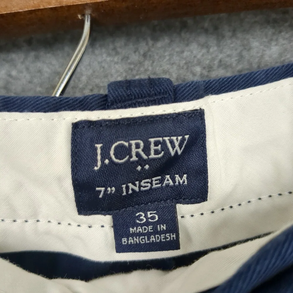 J Crew Mens Navy Chino Shorts 7 Inch Inseam Size 35‎ Flat Front Casual